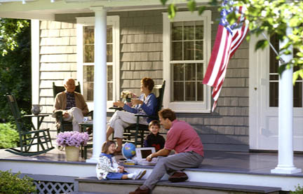 Family on porch